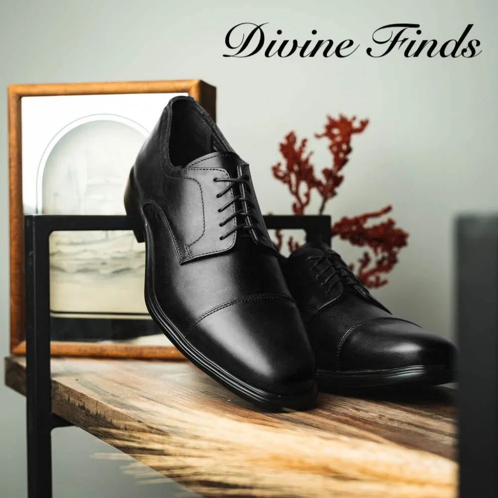 NEIL M Black Leather Lace-Up Cap-Toe Cushioned The Senator Oxfords Sz 9.5 D